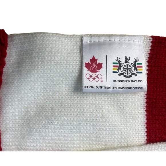 Hudson Bay Company Team Canada Youth Olympics Knit Winter Scarf Red White US OS - Picture 9 of 9